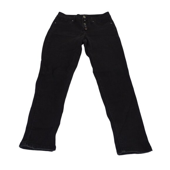1822 Denim Button Fly Black Skinny Denim Jeggings Women Size 6 Back Pockets Only - Picture 1 of 11